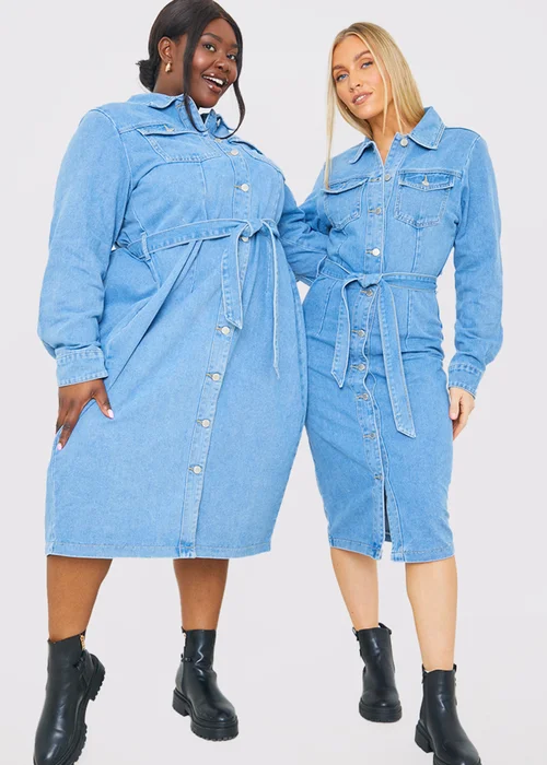 In The Style Light Blue Denim Midi Dress - 8 Image 1