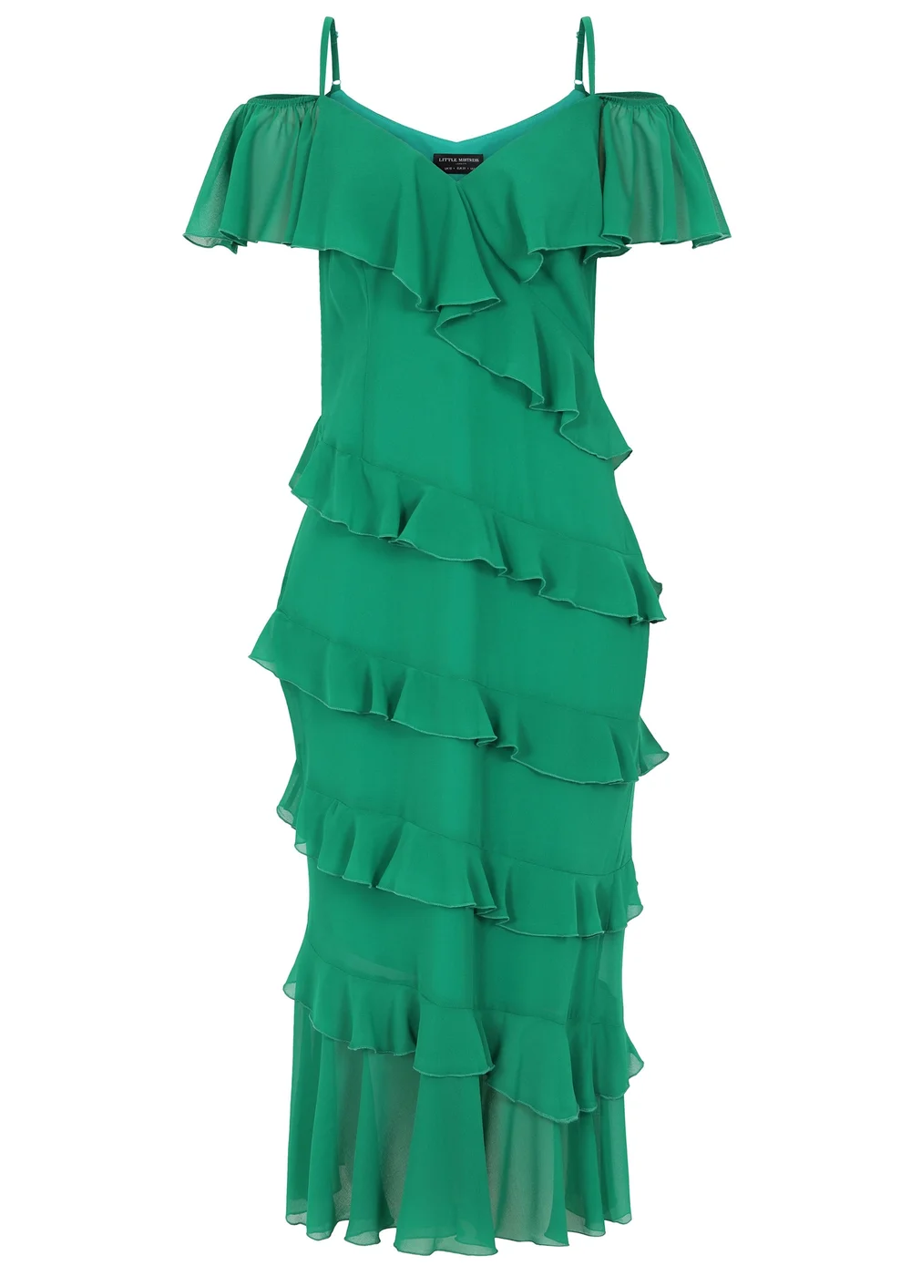 Little Mistress Frill Cold Shoulder Midi Dress - 8 Image 5
