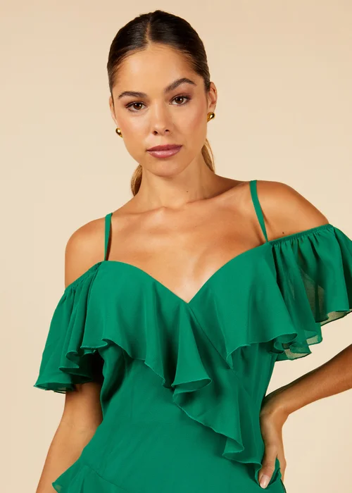 Little Mistress Frill Cold Shoulder Midi Dress - 8 Image 3