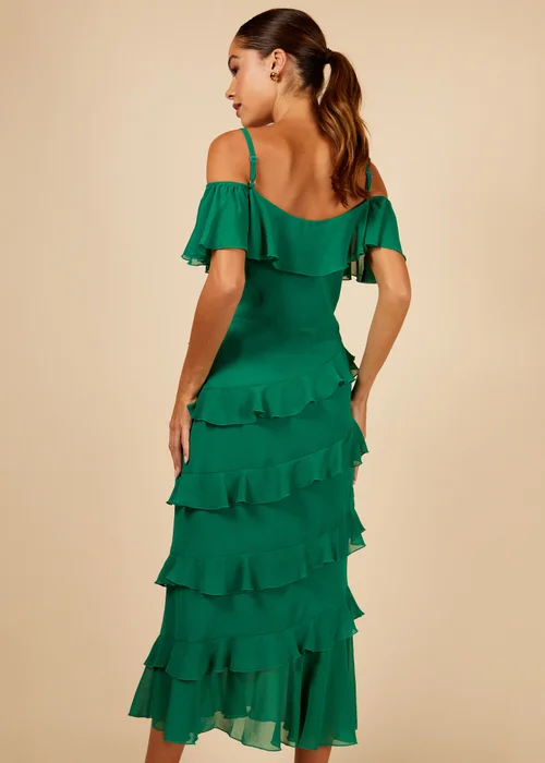 Little Mistress Frill Cold Shoulder Midi Dress - 8 Image 2