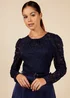 Little Mistress Navy Lace Belted Midaxi - Size 10 Image 3
