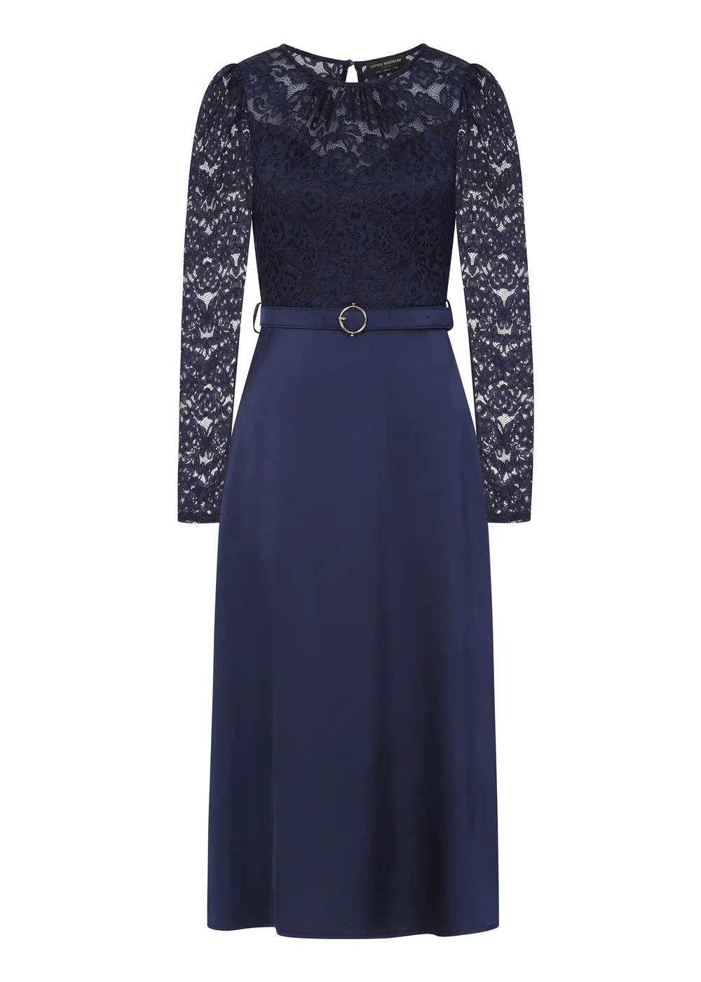 Little Mistress Navy Lace Belted Midaxi - Size 10 Image 5
