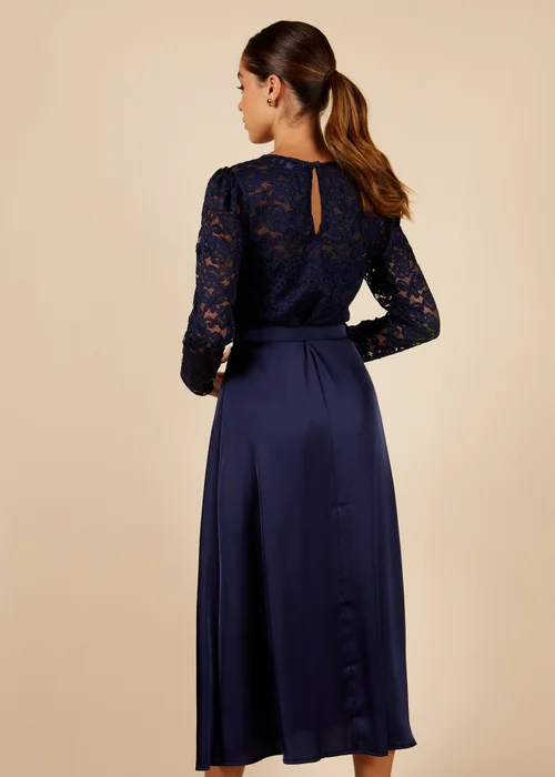 Little Mistress Navy Lace Belted Midaxi - Size 10 Image 2