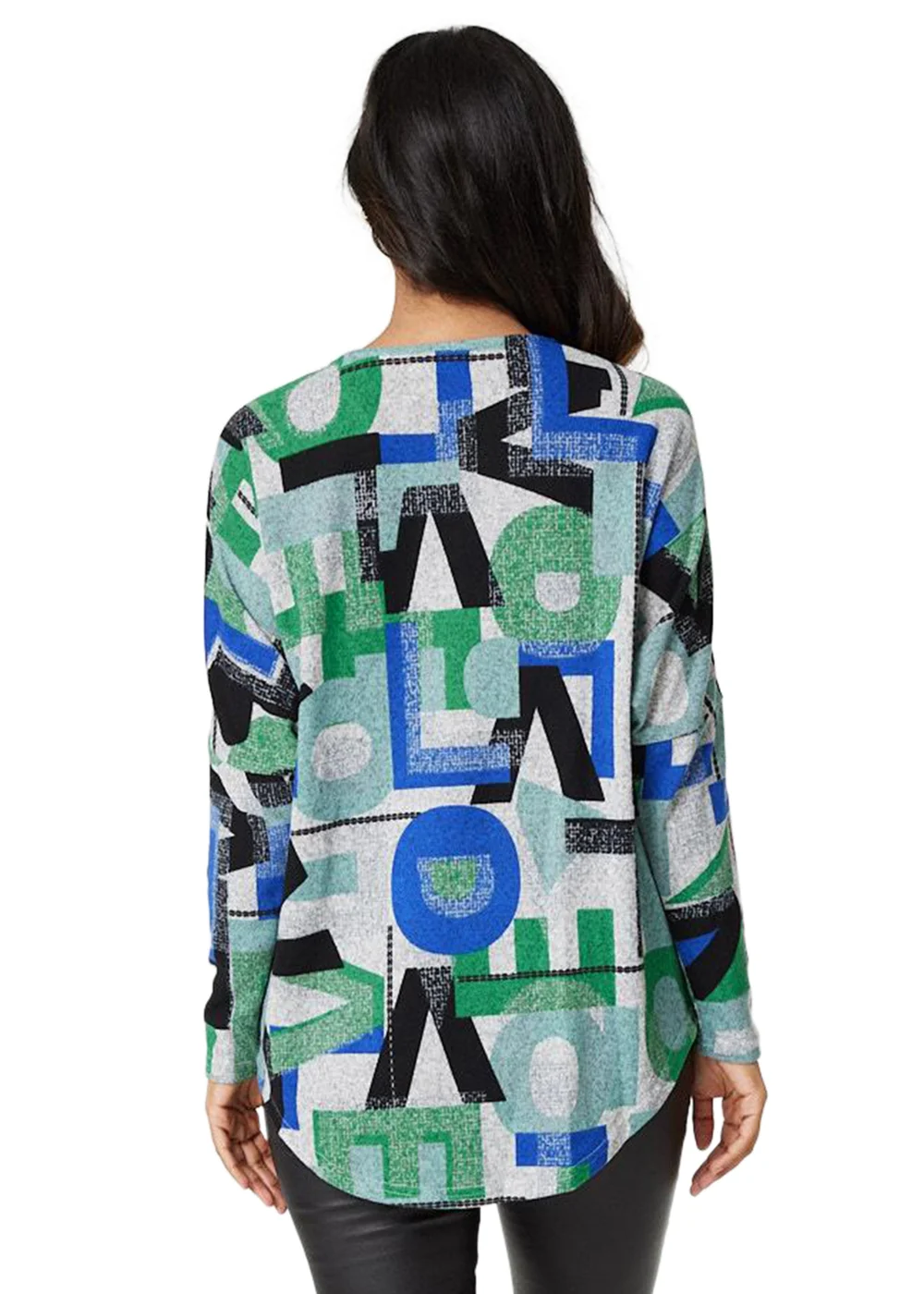Izabel London Green Letter Print Zip Front Top - 8 Image 2