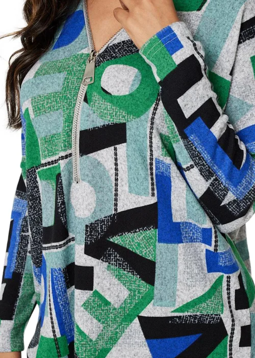 Izabel London Green Letter Print Zip Front Top - 8 Image 3