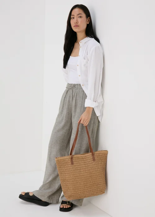 Sage Green Linen Wide Leg Trousers - 8 Image 4