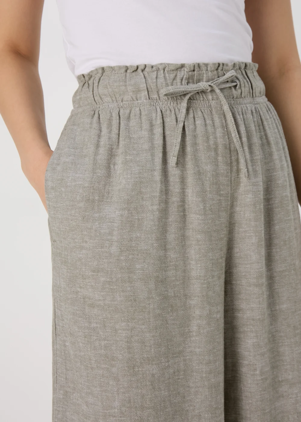 Sage Green Linen Wide Leg Trousers - 8 Image 3