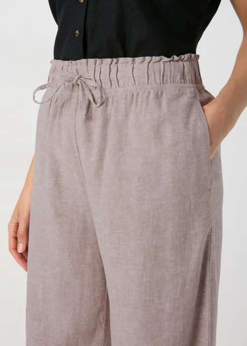 Beige Wide Leg Linen Trousers - 8 Image 3