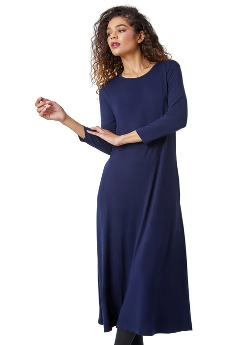 Roman Navy Stretch Pocket Detail Midi Dress - 10 Image 1