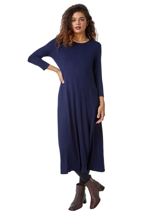 Roman Navy Stretch Pocket Detail Midi Dress - 10 Image 2