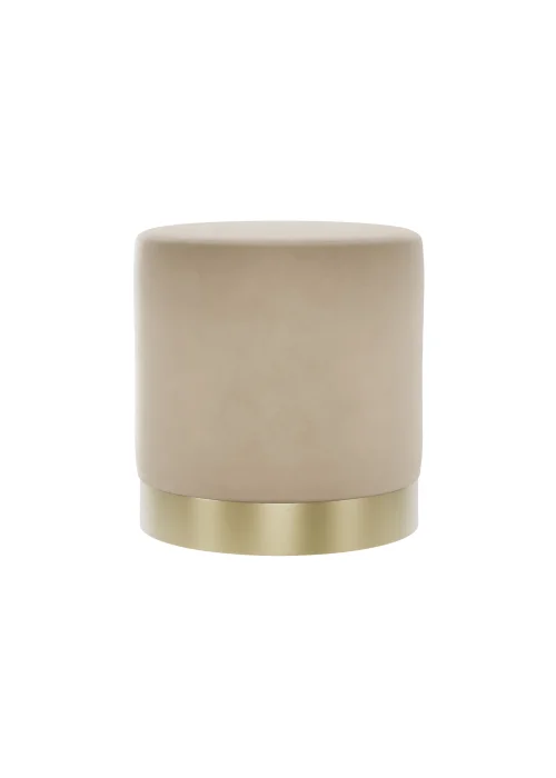 LPD Furniture Lara Pouffe Beige Velvet Small (435x405x405mm) - No Size Image 1