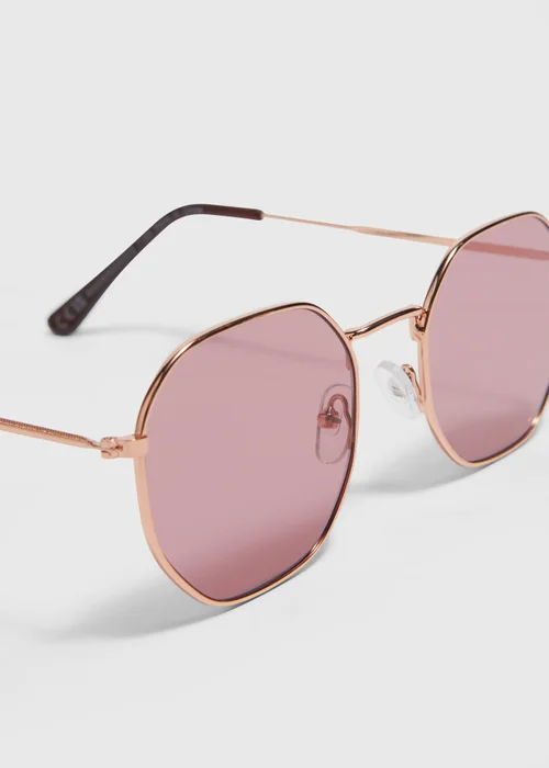 Pink Hex Round Sunglasses Image 2
