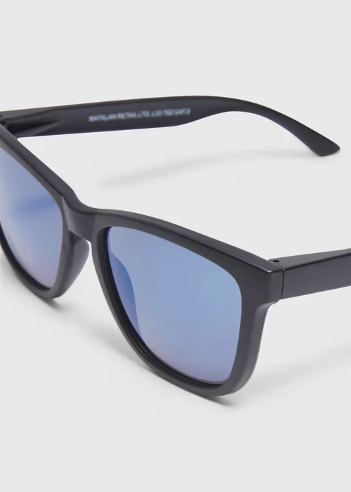 Blue Lens Wayfarer Black Frame Sunglasses Image 2