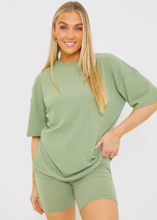 In The Style Sage Ribbed Oversized T-Shirt - Size 8 Image 3