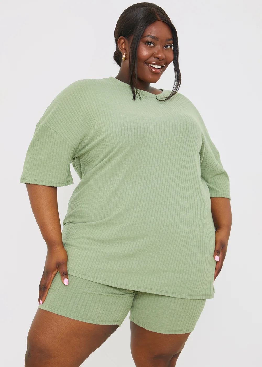 In The Style Sage Ribbed Oversized T-Shirt - Size 8 Image 7