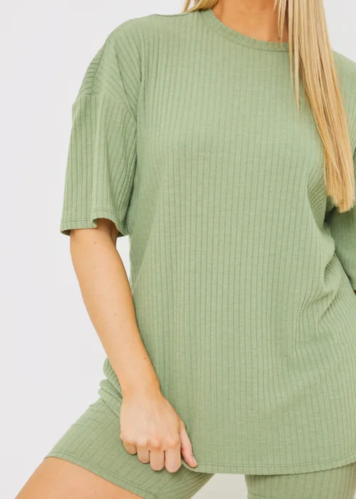 In The Style Sage Ribbed Oversized T-Shirt - Size 8 Image 5