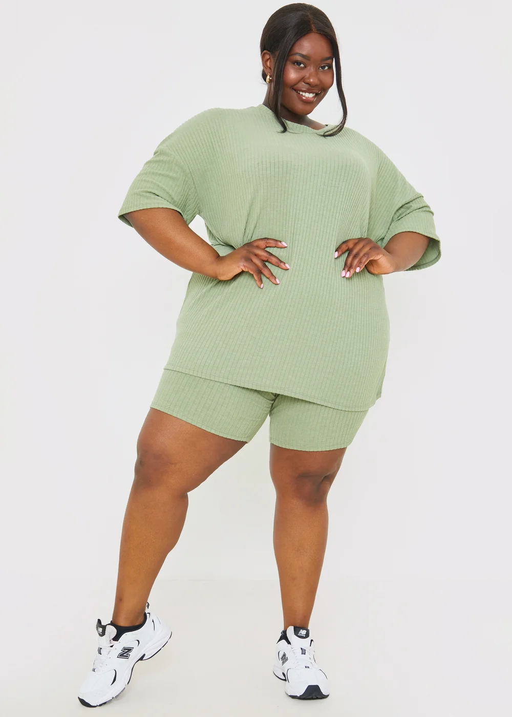 In The Style Sage Ribbed Oversized T-Shirt - Size 8 Image 8