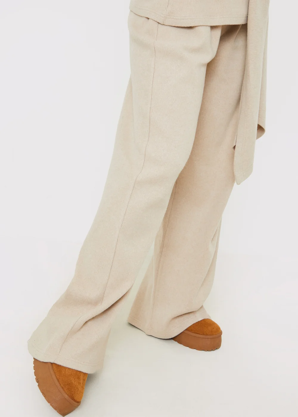 In The Style Stone Soft Ribbed Waist Drape Trousers - Size 8 Image 4