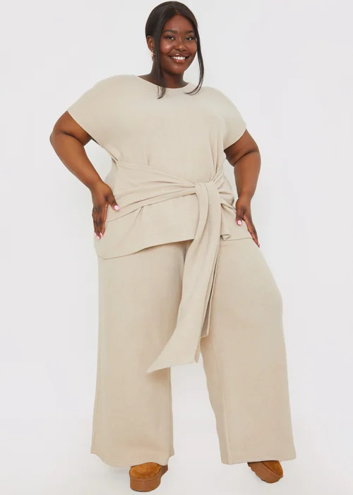 In The Style Stone Soft Ribbed Waist Drape Trousers - Size 8 Image 6