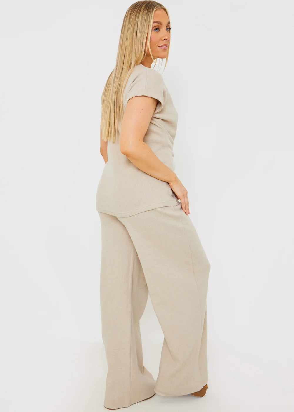 In The Style Stone Soft Ribbed Waist Drape Trousers - Size 8 Image 5