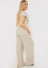 In The Style Stone Soft Ribbed Waist Drape Trousers - Size 8 Image 5