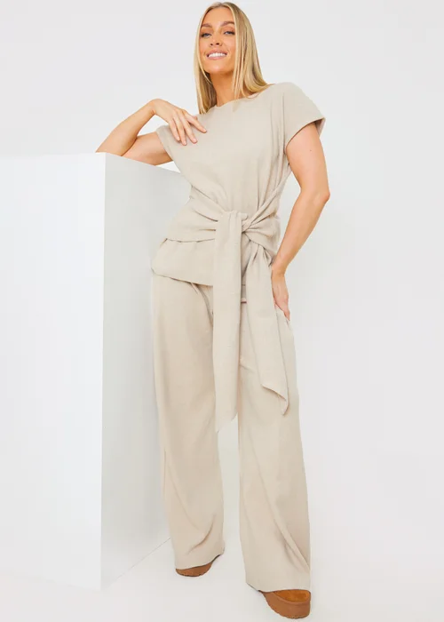 In The Style Stone Soft Ribbed Waist Drape Trousers - Size 8 Image 3
