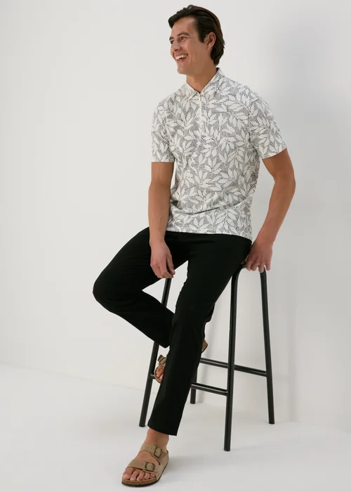 Ecru Leaf Polo Shirt - S Image 4