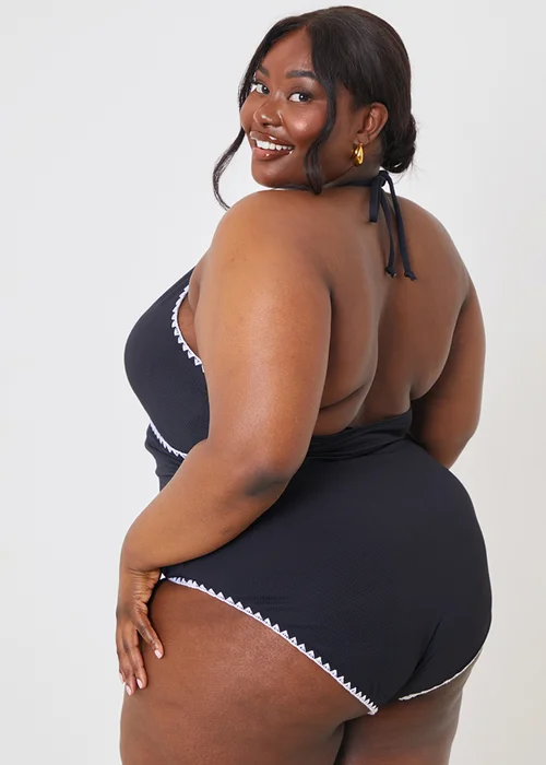 In the Style Black White Trim Front Wrap Swimsuit - Size 10 Image 9