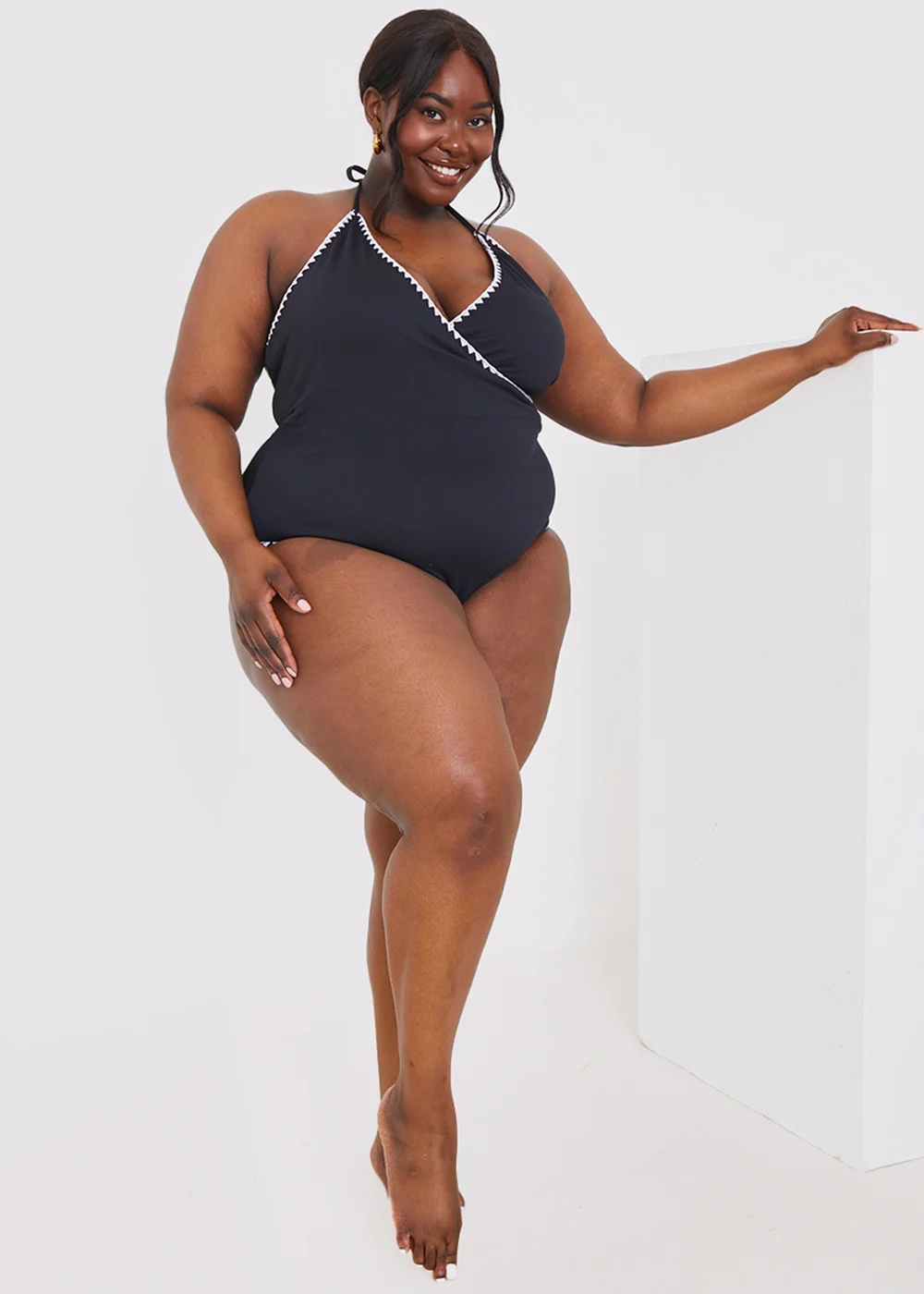 In the Style Black White Trim Front Wrap Swimsuit - Size 10 Image 7