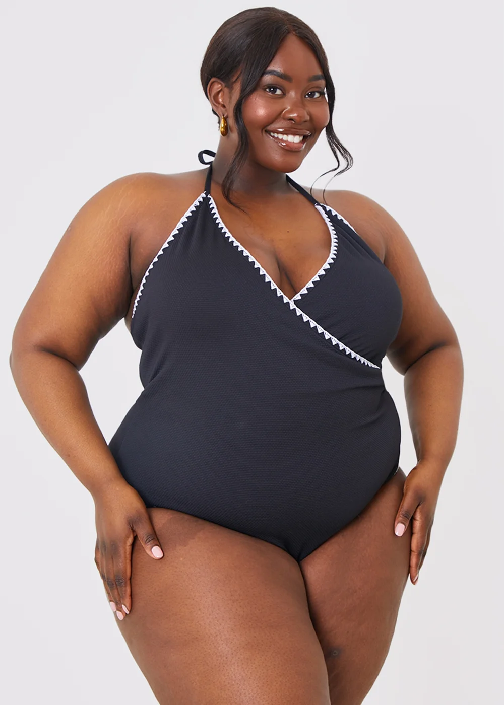 In the Style Black White Trim Front Wrap Swimsuit - Size 10 Image 6