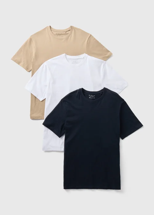 3 Pack Plain Neutral T-Shirts - S Image 4