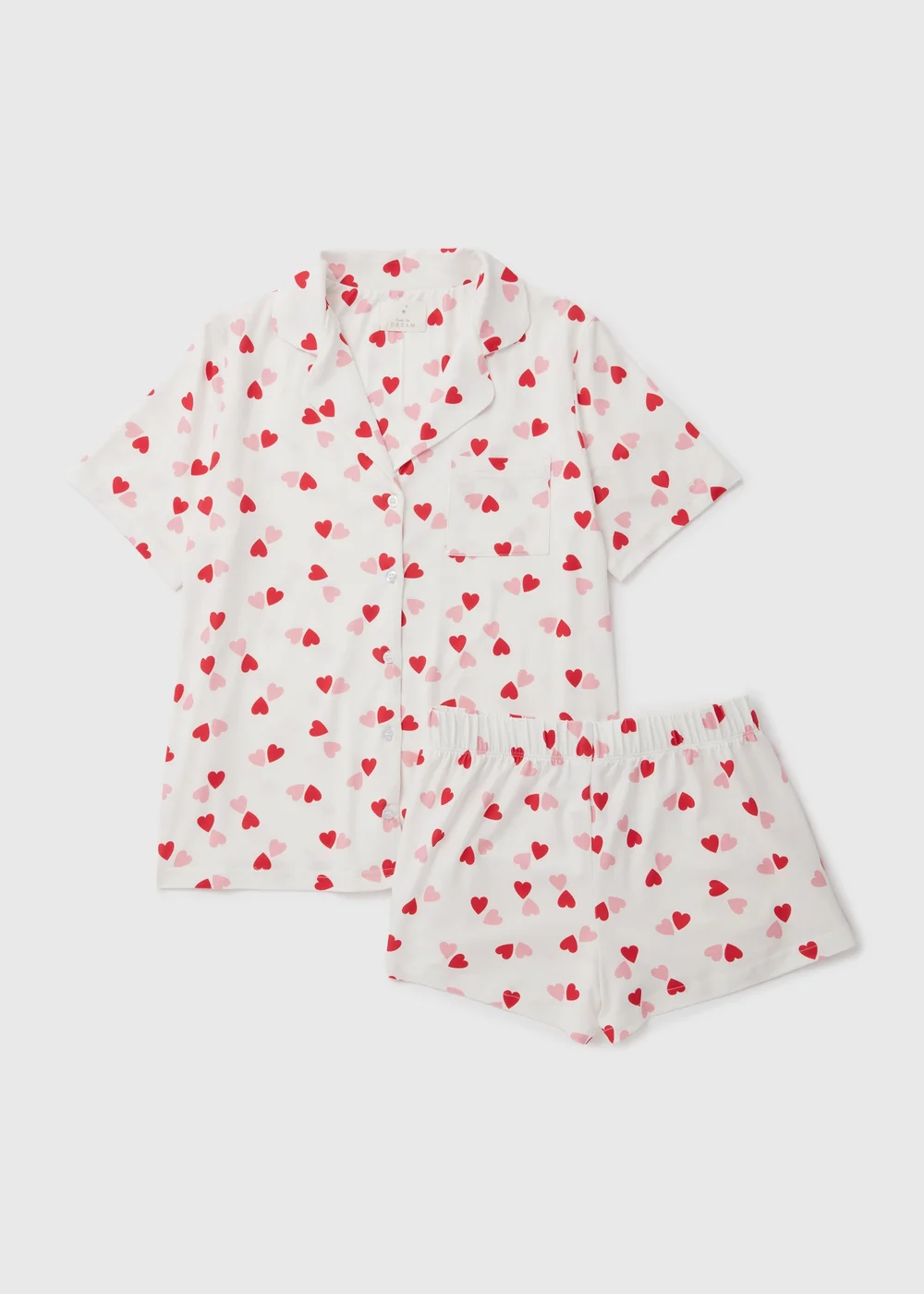 White & Pink Heart Shorts & Nightie Pyjama Set - Extra small Image 4