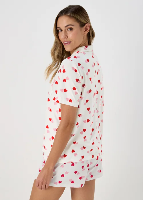 White & Pink Heart Shorts & Nightie Pyjama Set - Extra small Image 2