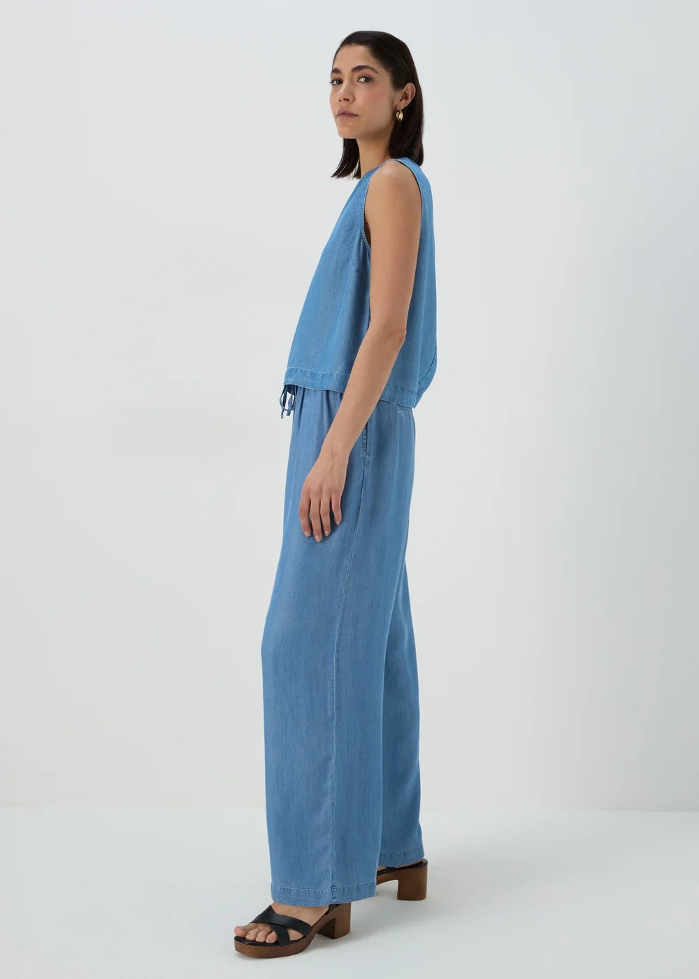 Mid Wash Wide Leg Co Ord Trousers - 8 Image 1