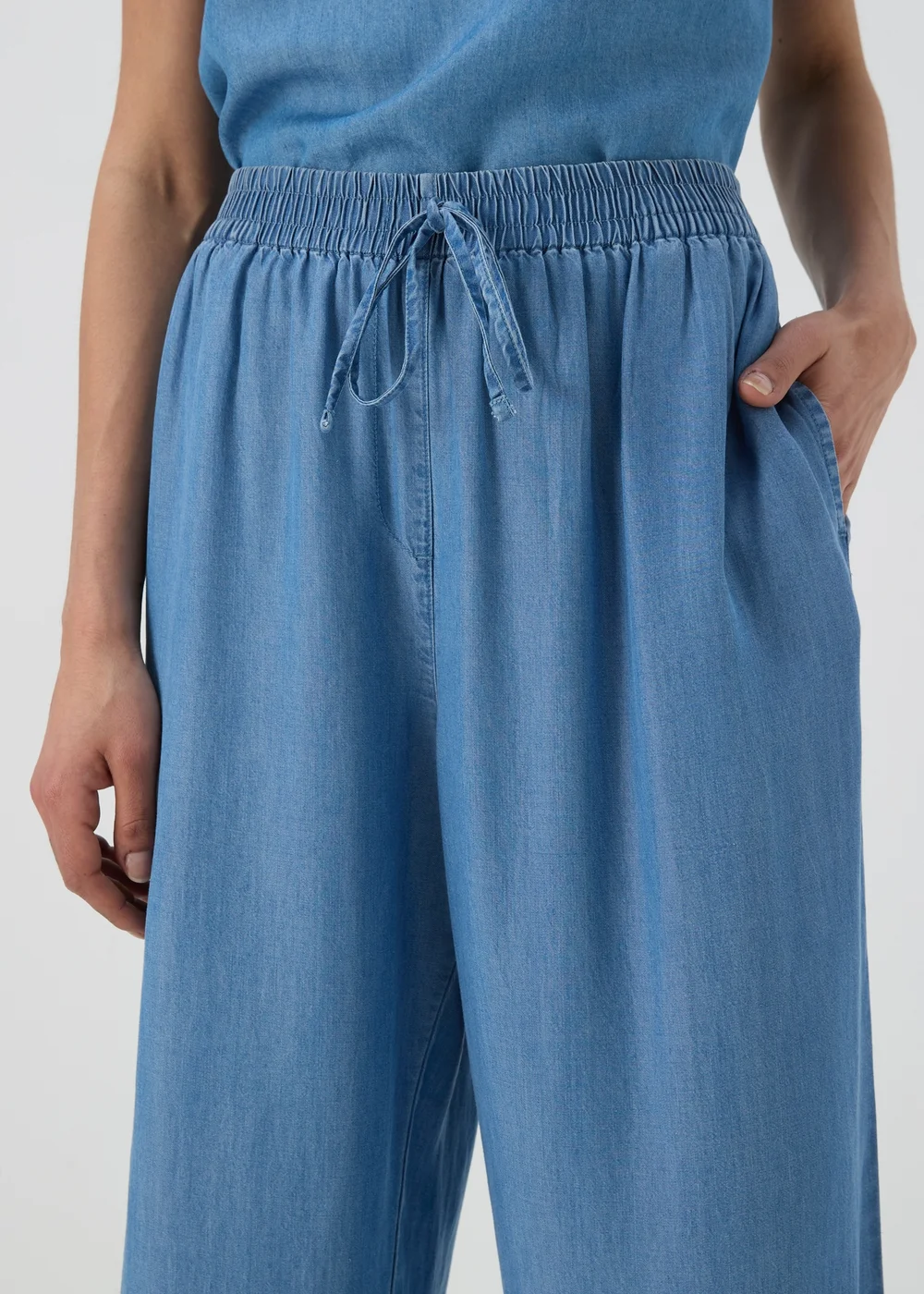 Mid Wash Wide Leg Co Ord Trousers - 8 Image 3