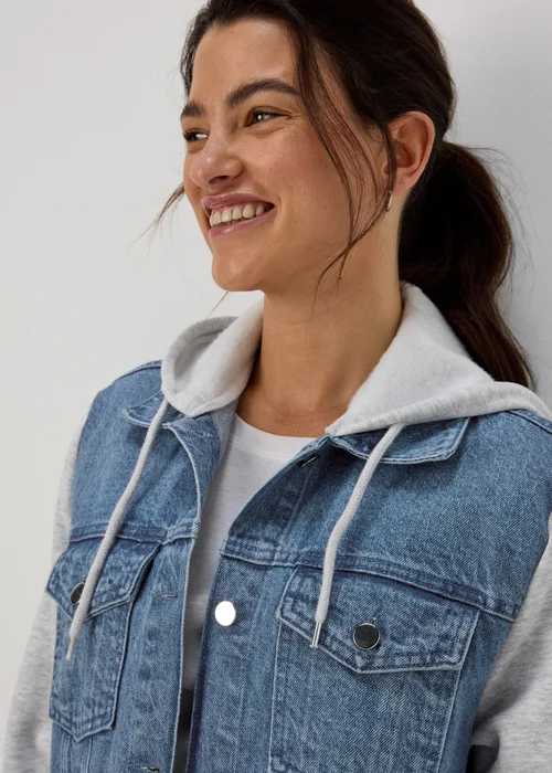 Blue Denim Jersey Jacket - 8 Image 3