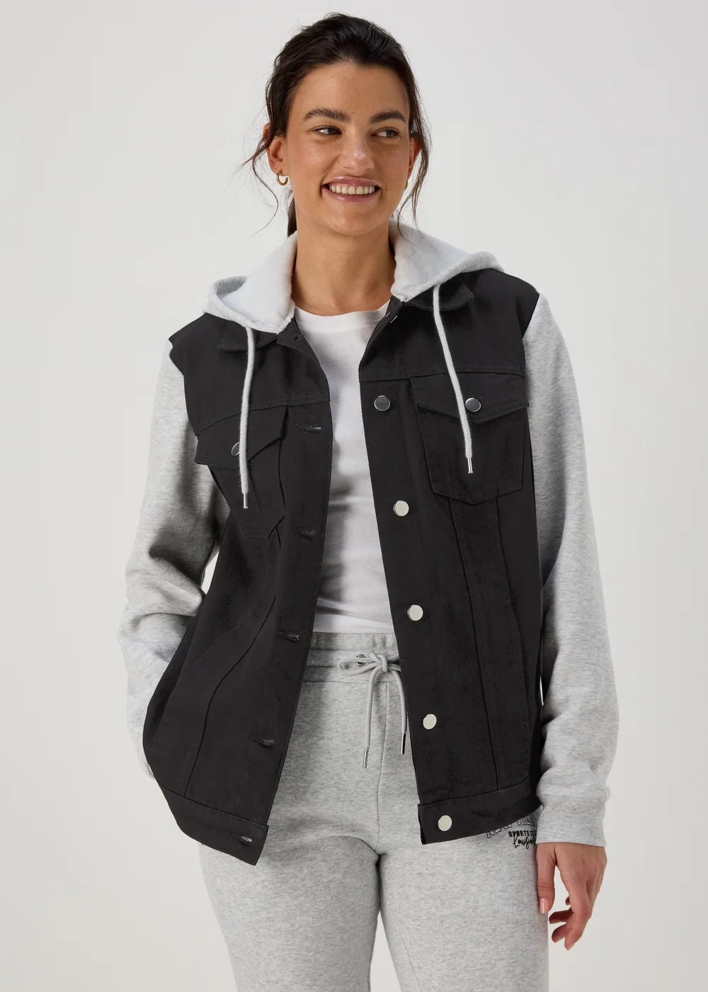 Black Denim Jersey Jacket - 8 Image 1
