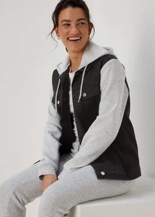Black Denim Jersey Jacket - 8 Image 4