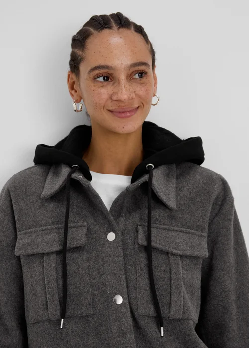 Grey Hooded Utility Jacket - 8 Image 3