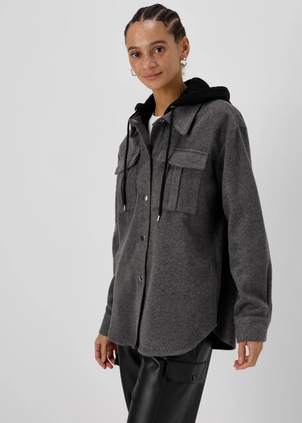 Grey Hooded Utility Jacket - 8 Image 1