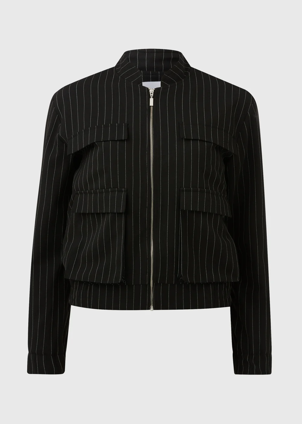 Black Pinstripe Bomber Jacket - 8 Image 5