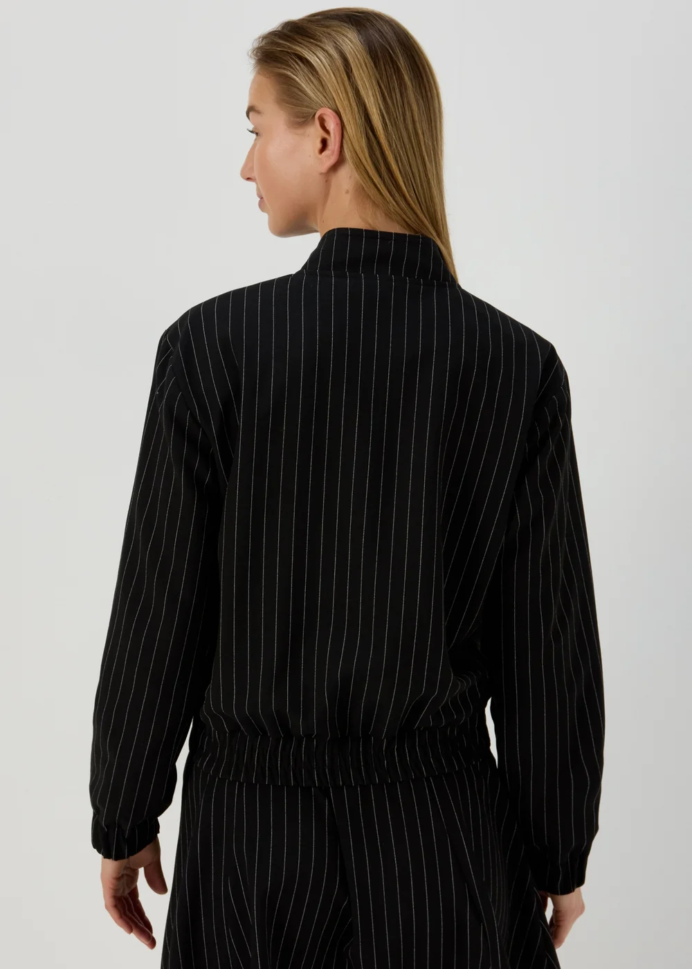 Black Pinstripe Bomber Jacket - 8 Image 2