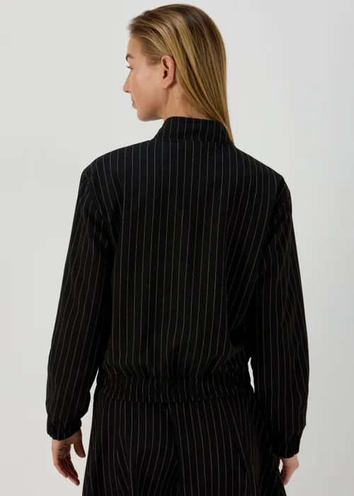 Black Pinstripe Bomber Jacket - 8 Image 2