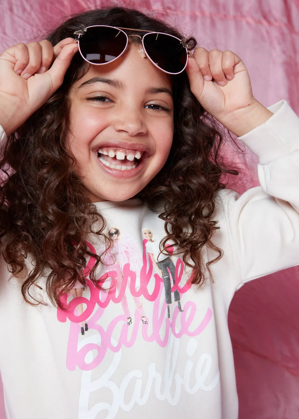 Girls Cream Barbie Logo Sweatshirt (4-11yrs) - 4 Yrs Image 3
