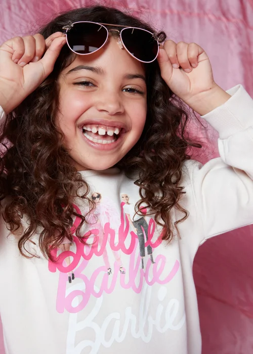 Girls Cream Barbie Logo Sweatshirt (4-11yrs) - 4 Yrs Image 3