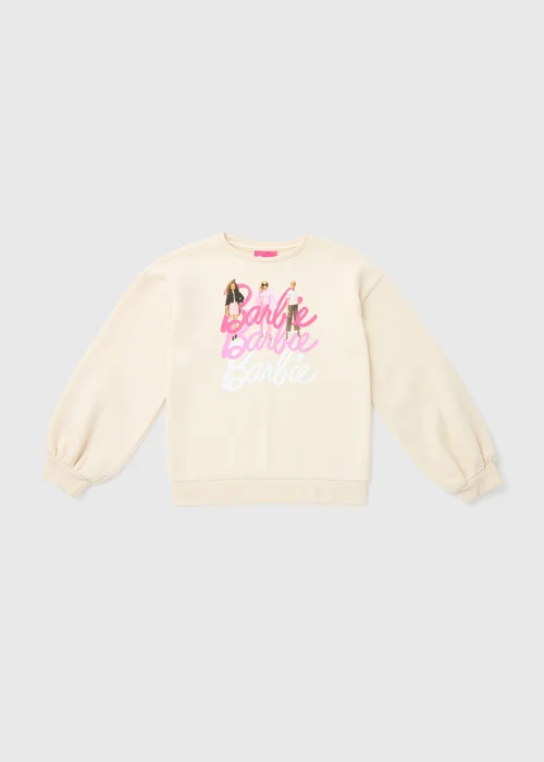 Girls Cream Barbie Logo Sweatshirt (4-11yrs) - 4 Yrs Image 1