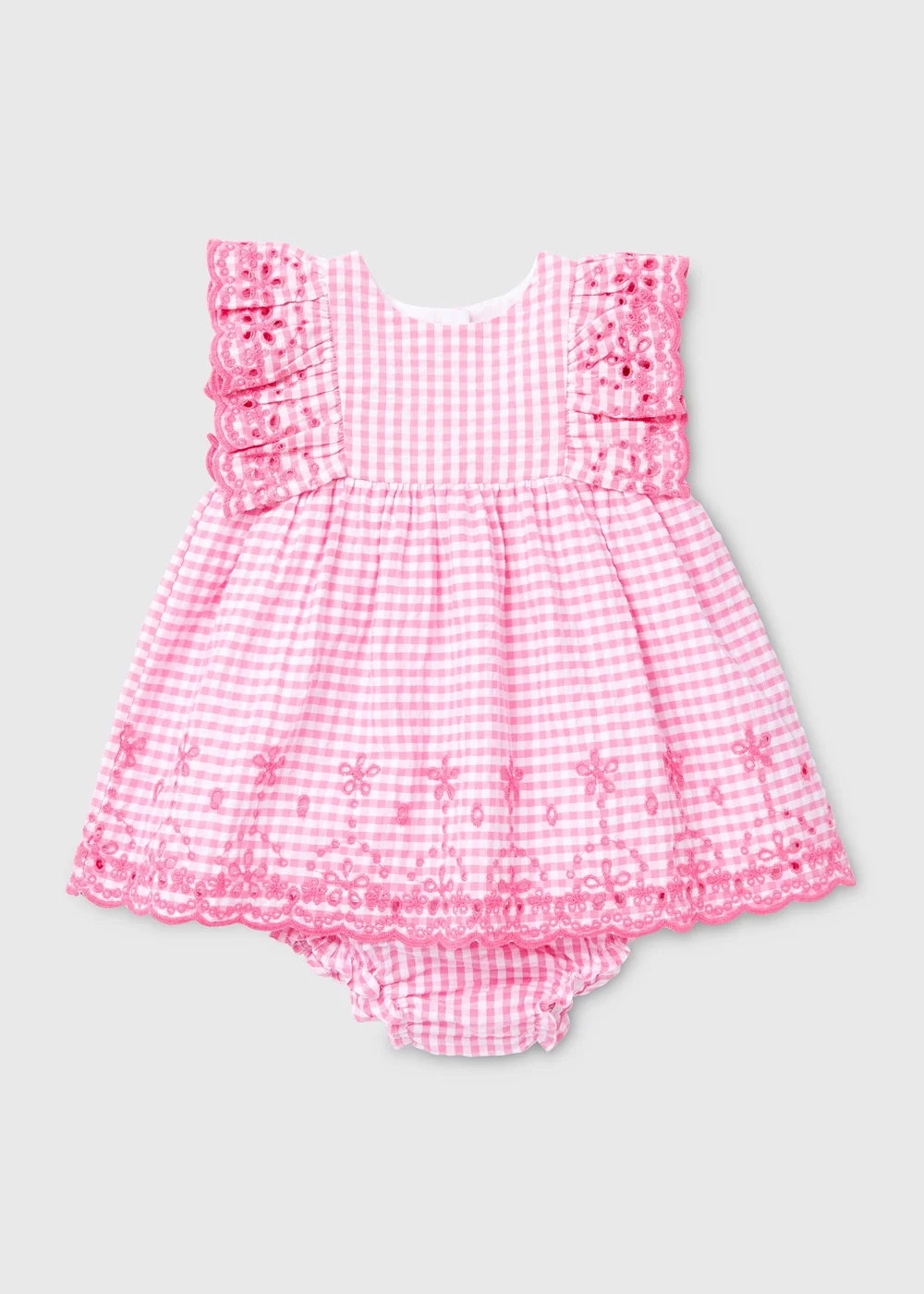 Baby Pink Gingham Frill Dress & Knickers Set (Newborn-23mths) - 0-3 months Image 1