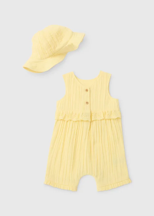 Baby Lemon Double Cloth Romper (Newborn-18mths) - Newborn Image 1