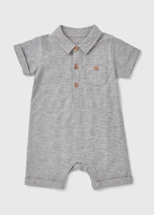 Baby Grey Stripe Romper (Newborn-18mths) - 0-3 months Image 1