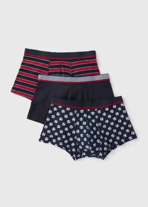 3 Pack Multicolour Football Boxers - XS Image 1